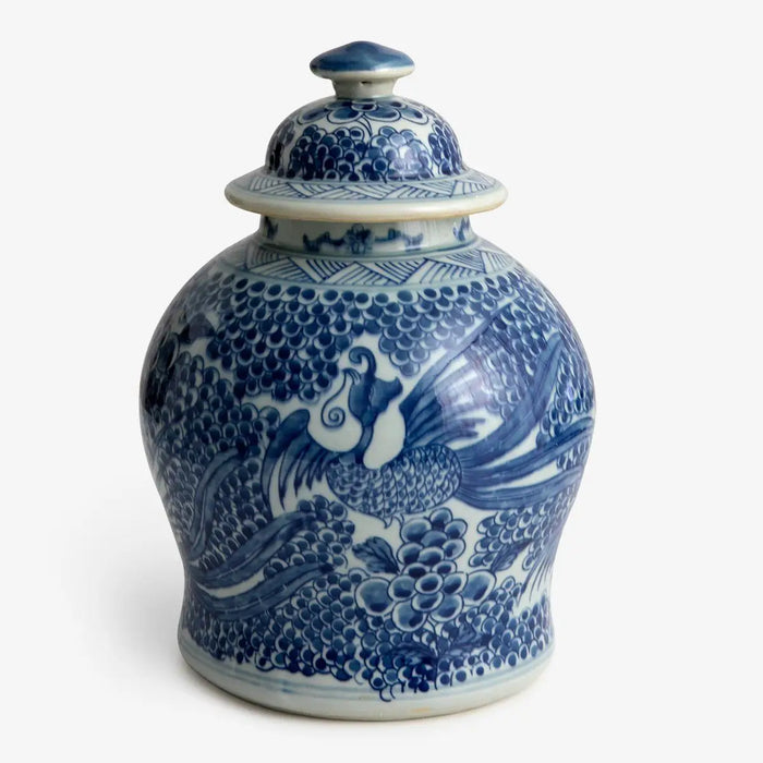 Blue and White Phoenix Temple Keepsake Urn - Small