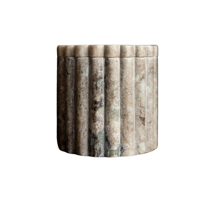 Beige Gray Marble Fluted Memorial Keepsake Jar