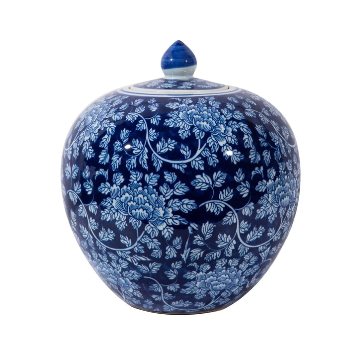 Blue Peony Vine Melon Keepsake Urn