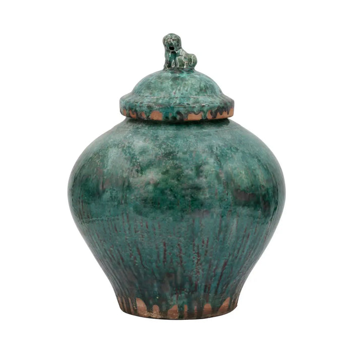 Vintage Emerald Green Porcelain Keepsake Urn