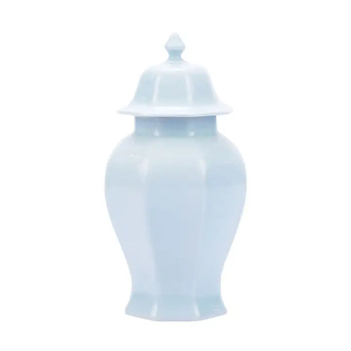 Octagonal Temple Urn: Light Blue Crackle