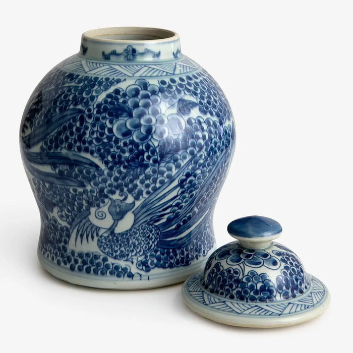 Blue and White Phoenix Temple Keepsake Urn - Small
